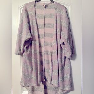 LuLaRoe S Metallic Silver and Pink Kimono/Cardigan
